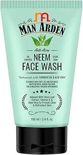 Man Arden Anti Acne Neem Face Wash - For Oil Control And Clear Skin - Infused With Olive Extract, Vitamin E And Aloe Vera, 100ml