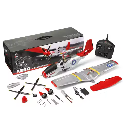 XK A280 P-51 Mustang 3D/6G System 560mm Wingspan 2.4GHz 4CH EPP RC Airplane Fighter RTF With LED Lig