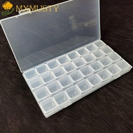 MXMUSTY 32 Grid Pill Organizer Box, Portable Clear Medicine Organizer, Large Capacity Lightweight Moisture Proof Sturdy One Month Pill Cases Holds Vitamins