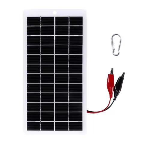 10W Solar Battery Charger with Carabiner 12V Solar Charger Polysilicon Solar Power Charger Portable 