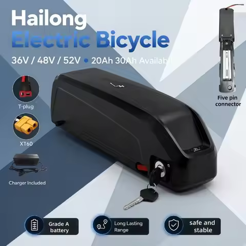 Long Cycle Life Hailong DP-9 Lithium Ion Battery, 36V 48V 52V 12Ah 15Ah 18Ah 20Ah 30Ah, 5pin Connect