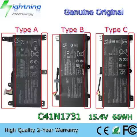 Brand New Genuine Original C41N1731 15.4V 66Wh Laptop Battery for Asus ROG Strix GL504 GL504GM C41N1
