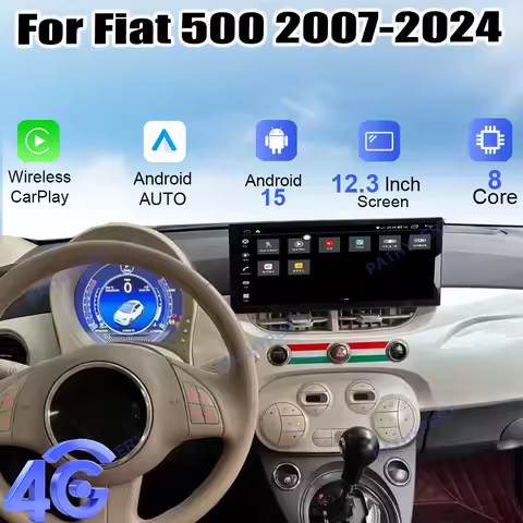 Android 15 Can Radio 12.3" For Fiat 500 2007-2024 Multimedia Player Wireless Carplay Stere HD Screen
