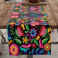 1PC-Mexican Festival Table Runner- Vibrant Fiesta Linen Tablecloth 13x72 Inches (33x183cm), Colorful