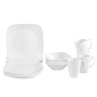 Corelle Square Pure White 16pcs / จานชุดคลอเรลล์ สีขาวล้วน ทรงสี่เหลี่ยม 16ชิ้น