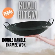 Black Enamel Wok / Double Handle Wok / Kuali Hitam / Kwali Hitam( 30cm / 32cm / 35cm / 38cm / 40cm /