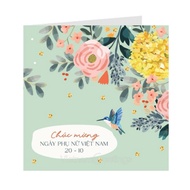 Women's Day card March 8 and October 20 with envelope - Small Gray card 9x9cm- 09-PN31