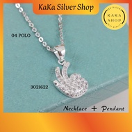 925 Silver Necklace Chain + CZ Stone Pendant | Rantai Leher + Loket Batu CZ Perak 925 |