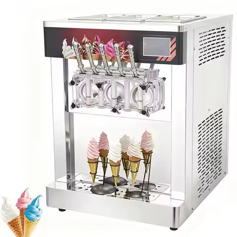 3.3kw Fully Multifunctional Soft Serve Ice Cream Machine 45-55L/H Stainless Steel Soft Ice Cream Mak