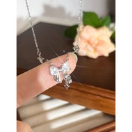 999 Sterling Silver Bow Necklace Women