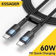 Essager 60W Type C To Type C Cable 60W PD Fast Charging Charger USB C To USB C Wire Cord For POCO F3