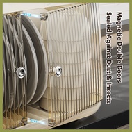 ☁ ☎ ♒ SIV Foldable Plastic Dish Drainer Cabinet Aesthetic Dish Storage Dryer Cabinet With Cover For