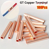 FEPS 100Pcs Wire Terminal Crimp, Brass Hole Passing GT Copper Terminal Connecting Tube, GT-1/1.5/2.5