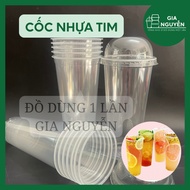 Combo of 50 650ml Heart Cups Used to Store Milk Tea, Fruit Tea, Smoothies, Juices,...