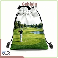 GSHIYMY Golf Valuables Pouch, Waist Pouch with Hook Drawstring Golf Tee Bag, Lightweight Portable PU