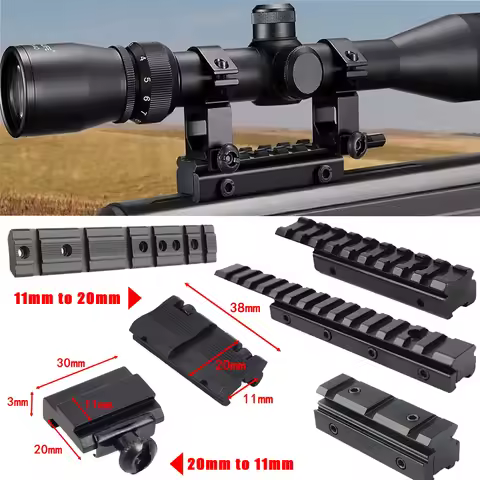 Scope Adapter Mount Base 11mm Dovetail to 20mm Picatinny Rail Mount Converter Dovetail 20mm to 11mm 