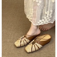 Bohemian Style Slippers with Rivets - Summer Fashionable Woven Baotou Slippers