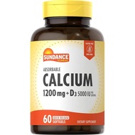 Sundance Calcium 1200 mg with Vitamin D3 5000 IU | 60 Absorbable Softgels | Non-GMO & Gluten Free Su
