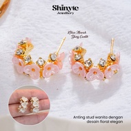 Shinyte Official Store Earrings Hoop Flower Shell Crystal Korean Style Luxury Floral Earrings Premiu