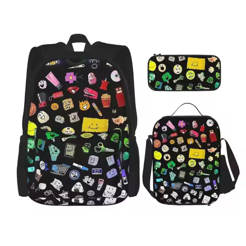 BFDI BFB And TPOT Battle For Dream Island Cartoon 3pecs/set Backpack for Teenage Laptop Shoulder Bag
