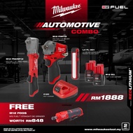 Milwaukee M12 FUEL Cordless Stubby Impact Wrench Right Angle Impact Wrench Ratchet Die Grinder Flood Light Combo 1888