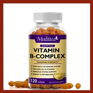 MULITTEA Vitamin B Complex-120 Capsules-Complex ด้วย B12 B2 B3 สุขภาพภูมิคุ้มกันสนับสนุนระบบภูมิคุ้ม