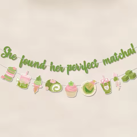 She Found Her Perfect Matcha Banner Garland, Green Tea Matcha Bachelorette Decorations for Bridal Sh