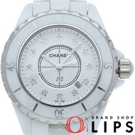 Pre-owned Chanel J12 Watch, 33mm, 12 Diamonds, H1628, White, Ceramic, Women's Watch, Polished, Excel