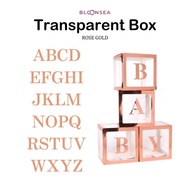 Transparent Balloons Box Roses Gold Customs Clear Name Block A-Z 0-9 Birthday Sticker Letter Numbers