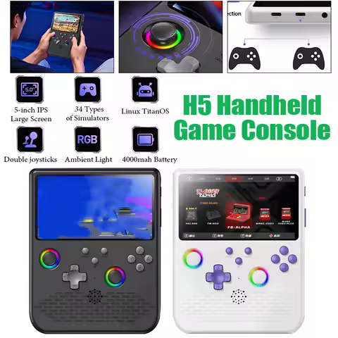 64GB 128GB H5 Handheld Game Console With 5-inch Screen 14000+ Games Portable Game Console Video Game