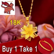 Gold 916 Saudi Original   Necklace for Women Bauhinia Rose Flower