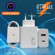 Charger Casan Cas XIAOMI 67W 67 Watt Turbo Charge Fast Charging Adaptor Dual Port - Usb C + Usb A
