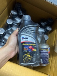 **ยกลัง (10ขวด) น้ำมันเครื่อง รถจักรยานยนต์ ออโต้ ปตท Ptt challenger 4T-AT 10w-40 ขนาด 0.8 ลิตร แถมเ