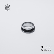 Roman CHAIN RING BY CROWN// Thick STAINLESS Steel TITANIUM CHAIN RING For Men Women// BLACK SILVER C