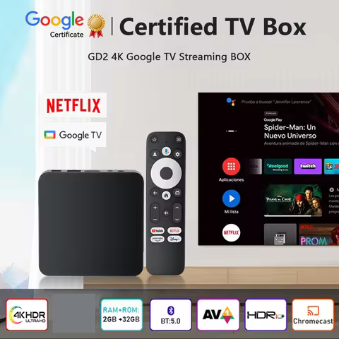 New GD2 TV Box Android 12 Amlogic S905Y4 Processor 2GB RAM 32GB Storage Supports AV1 4K H.265 1080P 