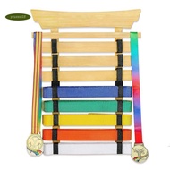 Martial Arts Belt Display Holder, 8-Belt Taekwondo Belt Display with Stickers, Wood Karate Belt Disp
