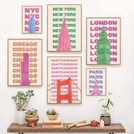 Trendy Travel Print Chicago New York San Francisco London Paris Rome Japan Amsterdam Berlin Egypt Mi