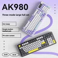 AJAZZ AK980 Mechanical Keyboard 2.4g Bluetooth Threemode RGB Esports Game TFT GIF Color Screen Offic