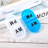 2 Grids Waterproof Pill Organizer Portable Oval Pill Box Pill Container Daily AM&PM Containers