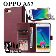 LEATHER CASE FLIP UNTUK OPPO A57 - FLIP  WALLET CASE KULIT OPPO A57 - CASING DOMPET-FLIP COVER LEATHER-SARUNG BUKU HP