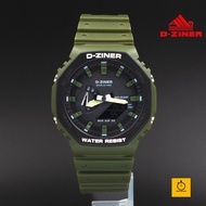 (สินค้าแท้ 100%) D - ZINER นาฬิกาข้อมือแนว SPORT ชาย 2 ระบบ(ANALOG&DIGITAL) กันนํ้า100% สายยางสีเขีย