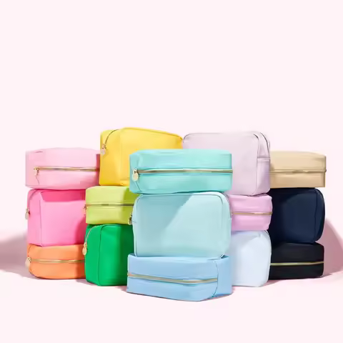 S /M/L/XL 17 Color Nylon Pouch Makeup Cosmetic Bag Zipper Toiletries Organizer Bag For Women Girls T