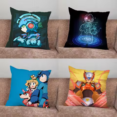 Game M-Megaman R-Rockman Pillow Case For Home Bedroom Car Office Decoration Living Room Sofa Cushion