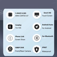 Kailey กล้องติดรถมอเตอร์ไซค์ไร้สาย Carplay กันน้ำ 1080P หน้าจอ 5 นิ้ว รองรับ WiFi และ Android Auto พ