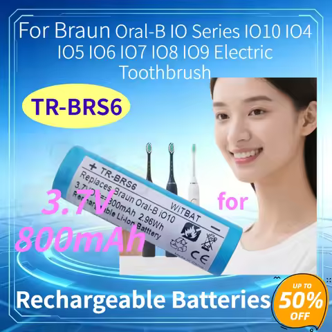 Electric Toothbrush Rechargeable Batteries 3.7V 800mAh TR-BRS6 for Braun Oral-B IO Series IO10 IO4 I