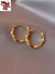 hikaw saudi gold 18k pawnable legit simple hoop earrings women's niche design light luxury fashion personality jewelry