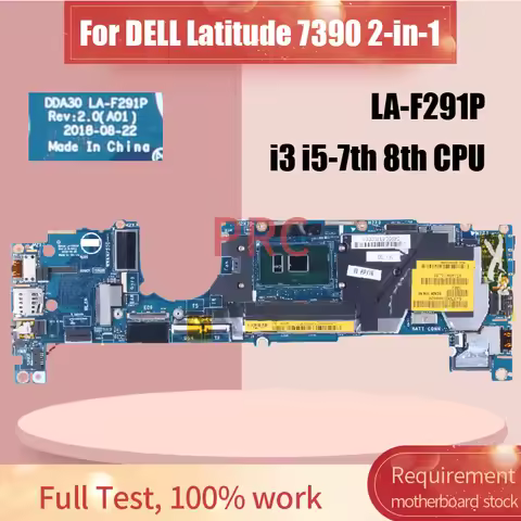 For DELL Latitude 7390 2in1 Laptop Motherboard LA-F291P Core i3 i5 With RAM 4G 8G 0XMNM2 041M0M 071V