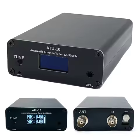 ATU10 Automatic Antenna Tuner 1-15W Antenna Automatic Tuner 1.8-50MHz 0.91 Inch OLED Display