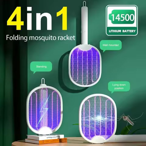 Foldable Electric Mosquito Killer Fly Swatter Trap USB Rechargeable Mosquito Racket Insect Killer wi