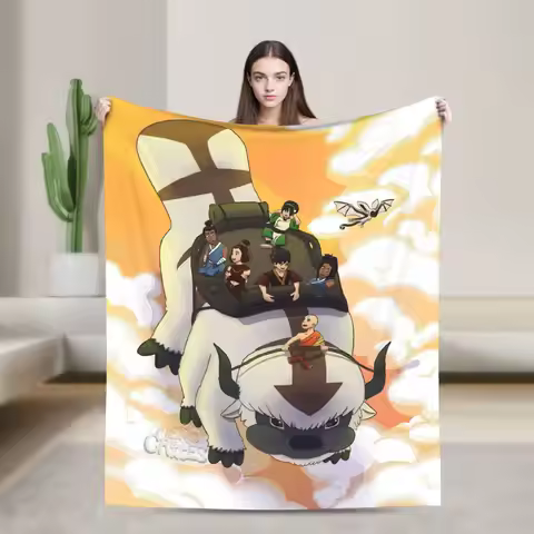 Avatares Airbender Appa Throw Blanket for Couch Fuzzy Soft Plush Blanket 50x60 Inch Multi-size Beds